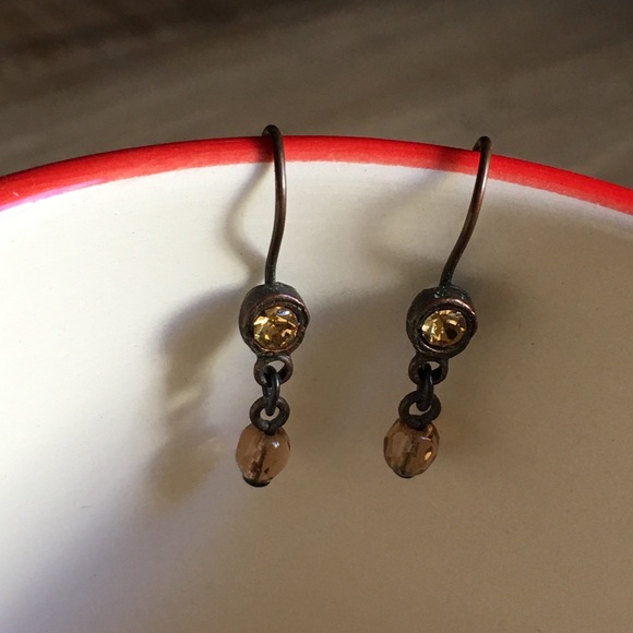 2 for $10 Vintage Copper and Crystal Earrings - Picture 1 of 4